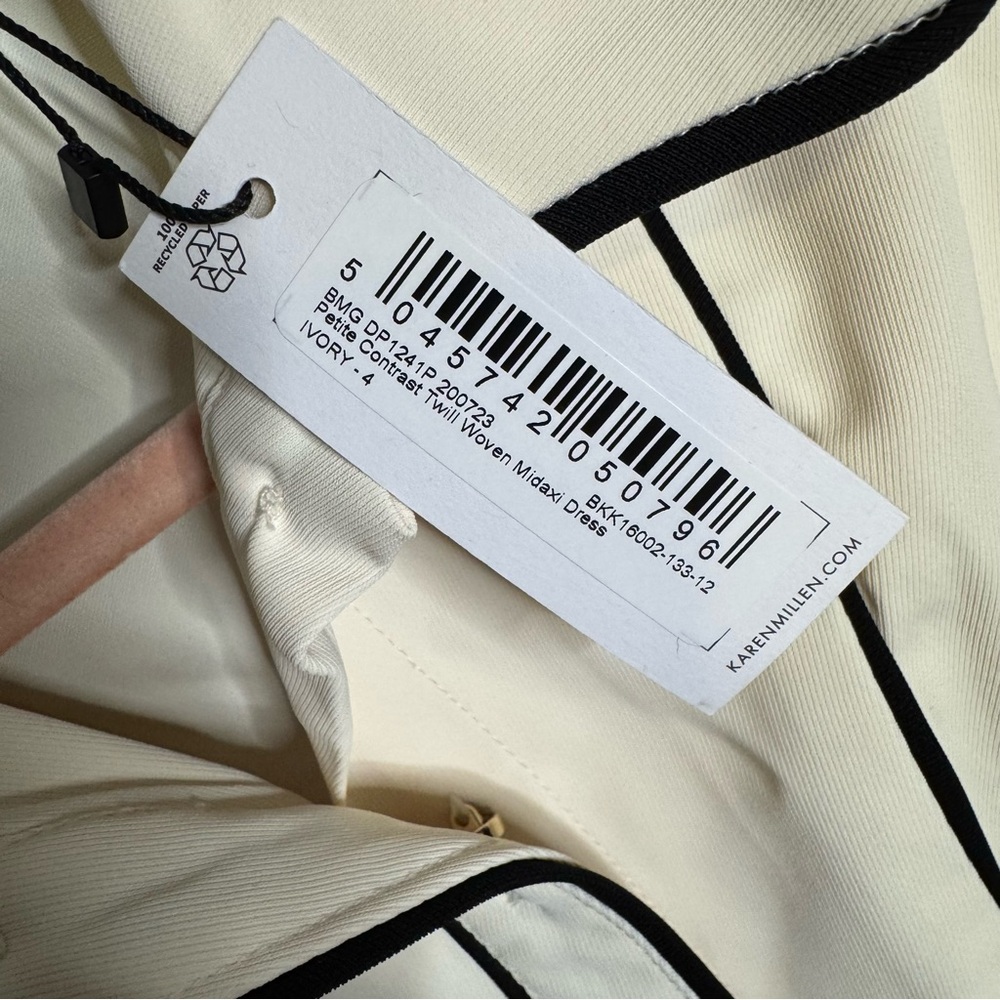 Karen Millen Petite Contrast Twill Woven Midaxi Dress Ivory US Size 0P 2P - Picture 12 of 15